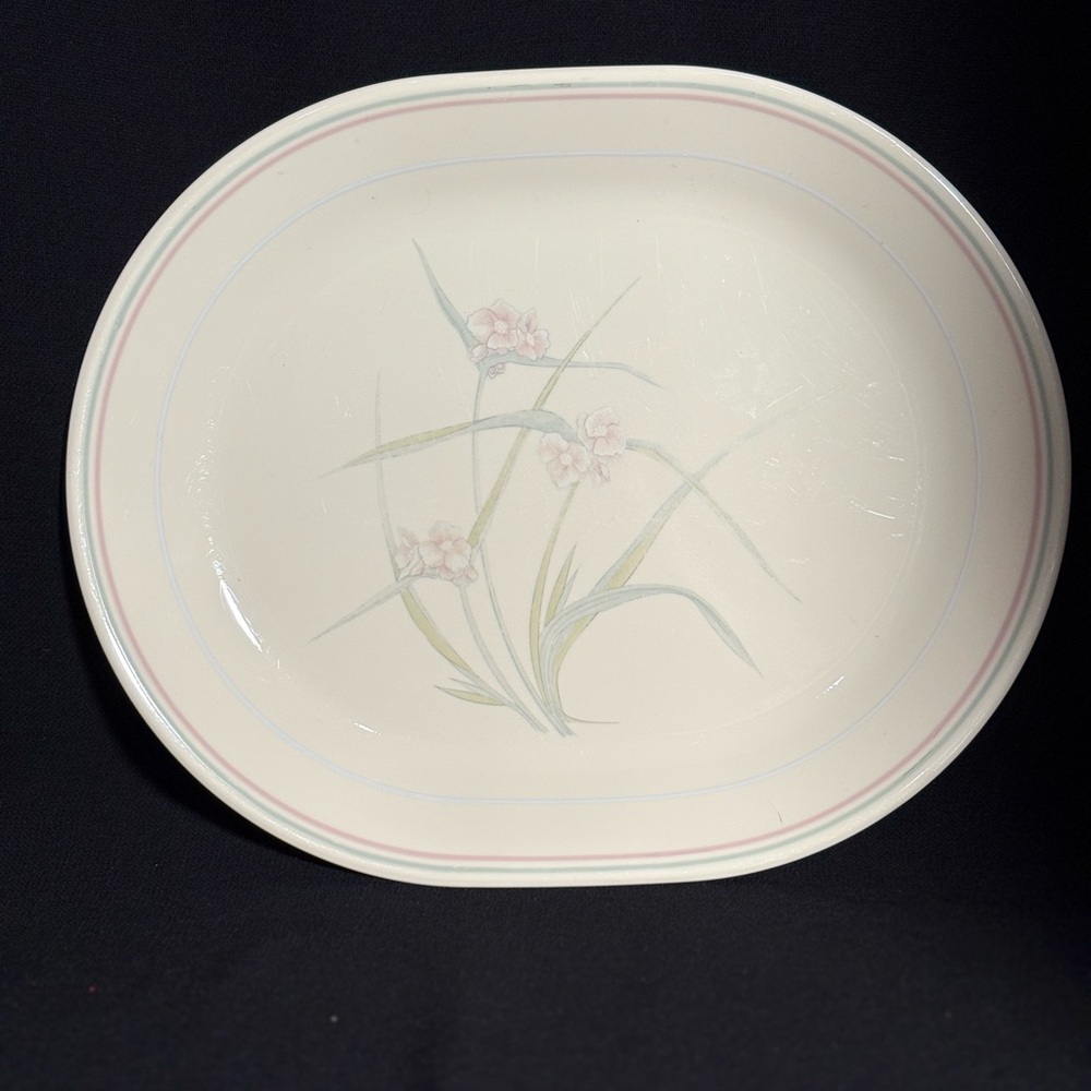 Corelle Cream and Pink Floral Serving Plate